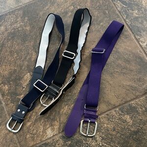 Bundle of 3 Softball/Baseball Belts in Navy, black and purple